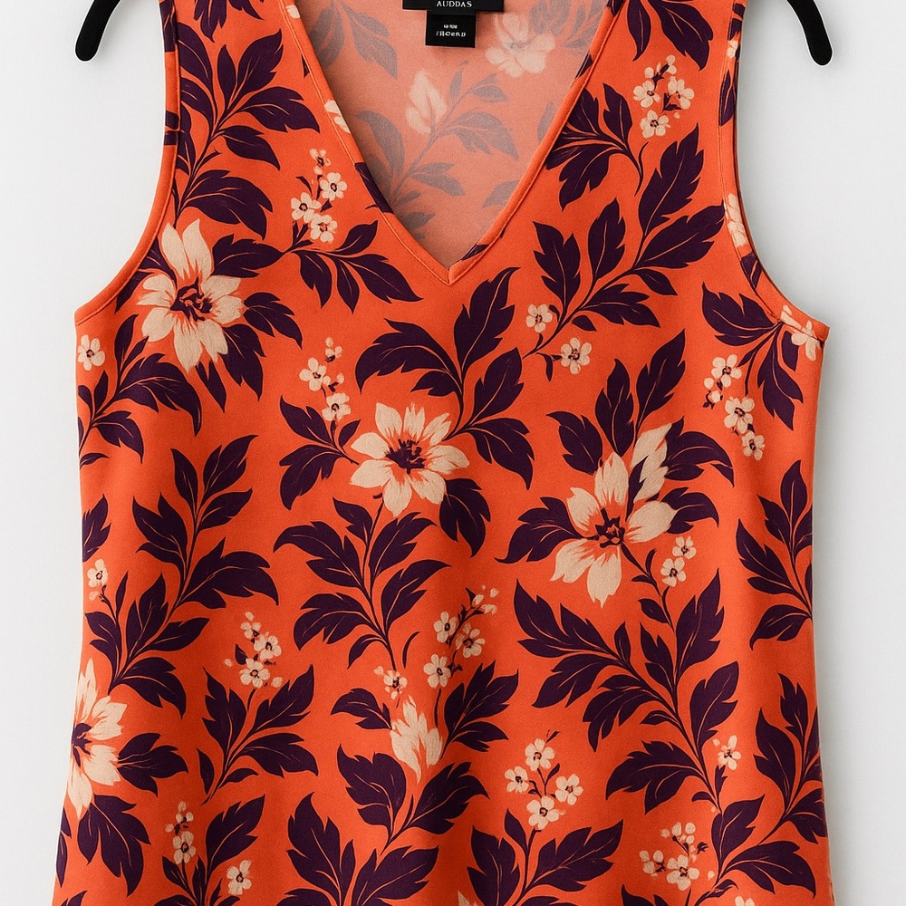 Floral Orange Sleeveless Top
